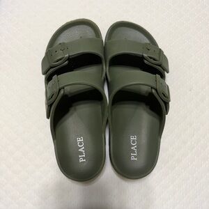 Place Olive Double Buckle Slides